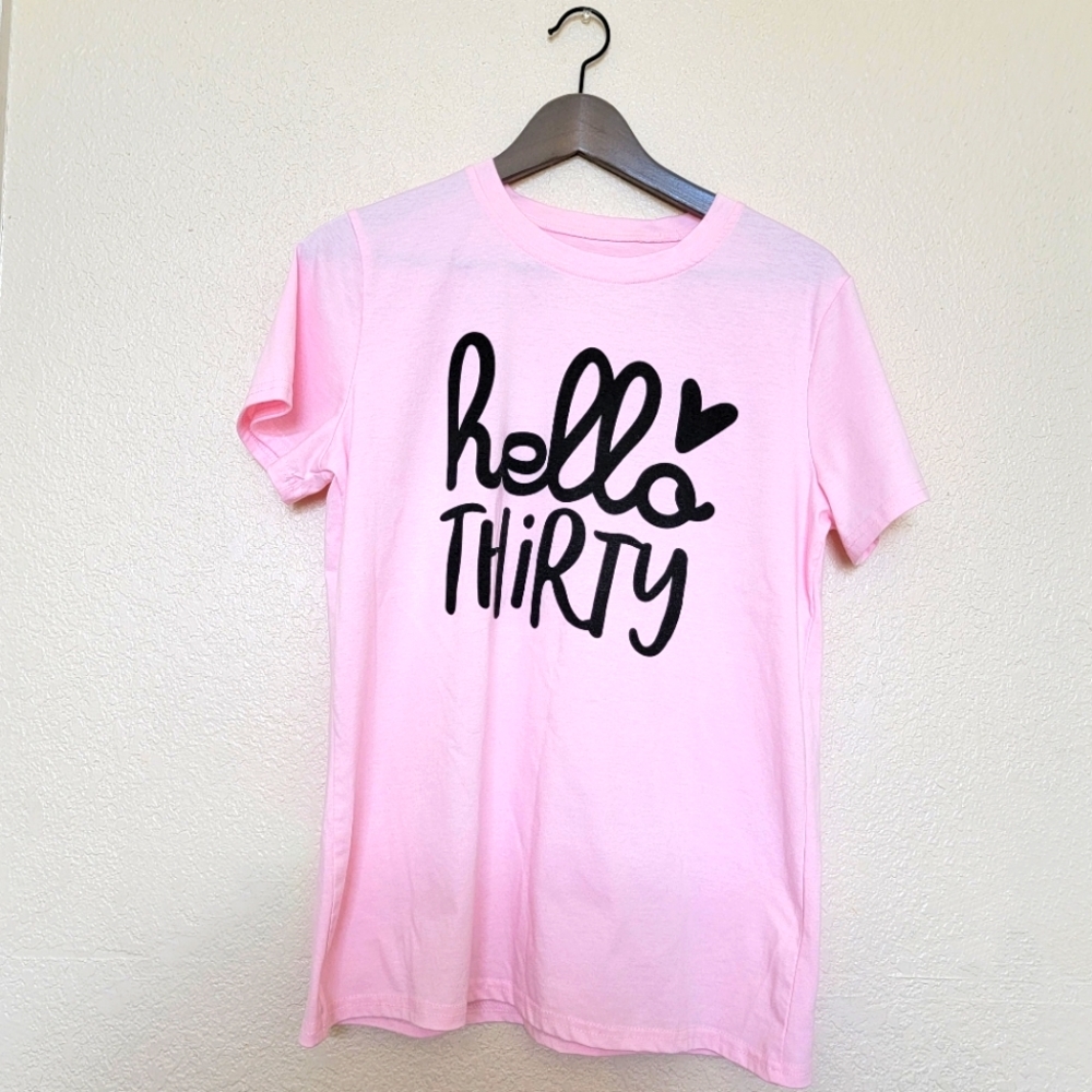 HEYO hello THiRTY pink shirt